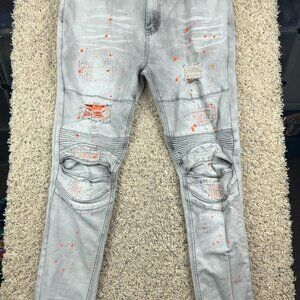 Switch Remarkable Jeans Men's 38x32 Slim Taper Fit Front Pockets Distress Washed